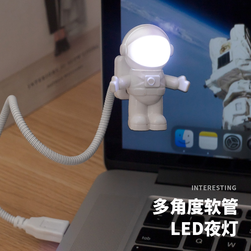 USB 밤 빛 LED 우주 비행사 램프 책상 램프 유연한 LED Nightlight 5V 독서 테이블 빛 공간 남자 장식 램프 노트북